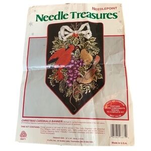 Needle Treasures Christmas Cardinals Banner needlepoint kit